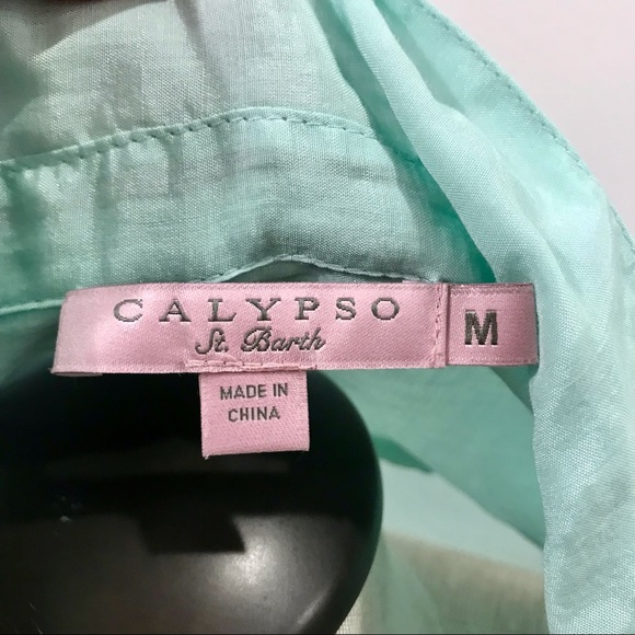 Calypso St. Barth light green cotton and silk button-down shirt. Size M. NWOT - Picture 10 of 13